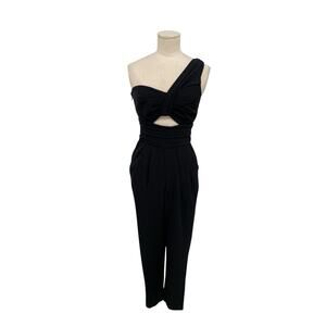 NWT A.L.C. Athena Jumpsuit One Shoulder Cropped Cutout Black Size 0